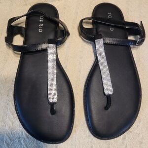 Torrid Black Sandals with Sparkling Silver Straps